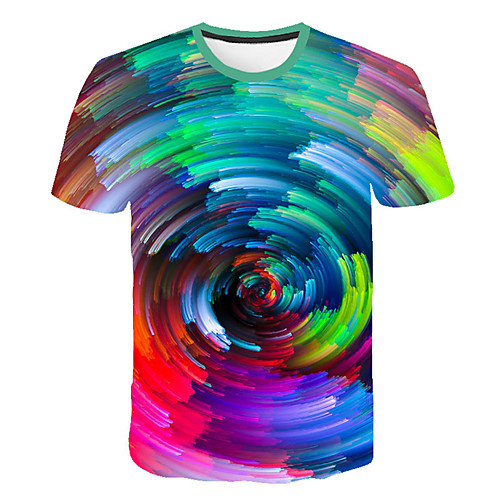 

Men's Daily Sports Street chic / Exaggerated T-shirt - Geometric / Color Block / 3D Print Rainbow