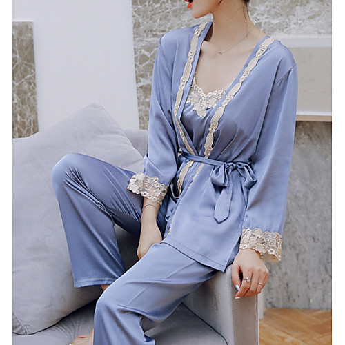 

Women's Round Neck Suits Pajamas Solid Colored