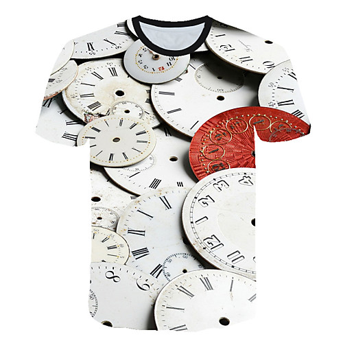 

Men's Daily Sports Street chic / Exaggerated T-shirt - Color Block / 3D / Machine Print Rainbow