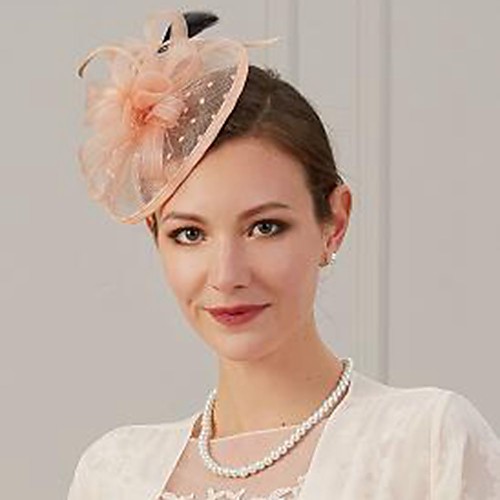 

Feathers / Net Fascinators / Hats / Headwear with Feather / Ruching / Flower 1 Piece Wedding / Special Occasion Headpiece