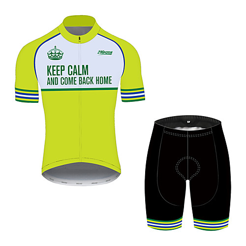 

21Grams Men's Short Sleeve Cycling Jersey with Shorts Black / Yellow Stripes Crown Bike Clothing Suit UV Resistant Breathable 3D Pad Quick Dry Sweat-wicking Sports Stripes Mountain Bike MTB Road Bike