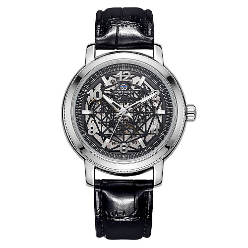 

Men's Dress Watch Quartz Stylish Leather Black 30 m Water Resistant / Waterproof Casual Watch Analog Casual Fashion - BlackGloden Silver One Year Battery Life