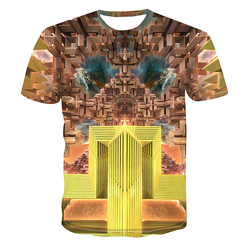 

Men's Club Weekend Street chic / Punk & Gothic T-shirt - Color Block / 3D / Graphic Print Brown
