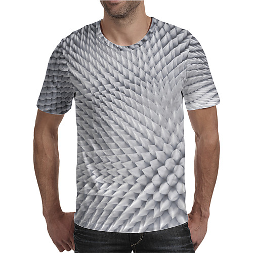 

Men's Holiday Going out Street chic / Exaggerated T-shirt - Geometric / Color Block / 3D Print Rainbow