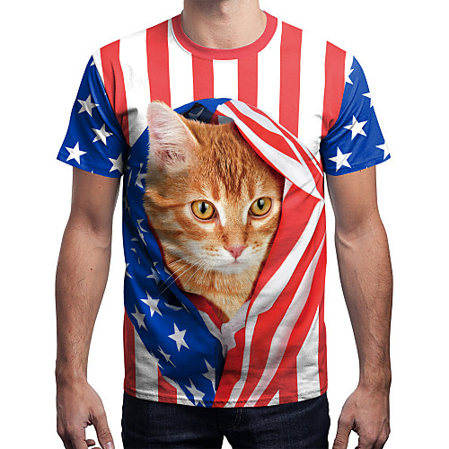 

Inspired by National Flag T-shirt Terylene Cat Printing For Men's / Women's