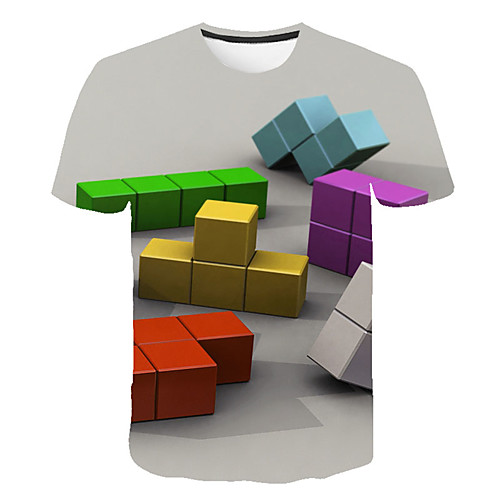 

Men's Daily Sports Street chic / Exaggerated T-shirt - Geometric / Color Block / 3D Print Rainbow