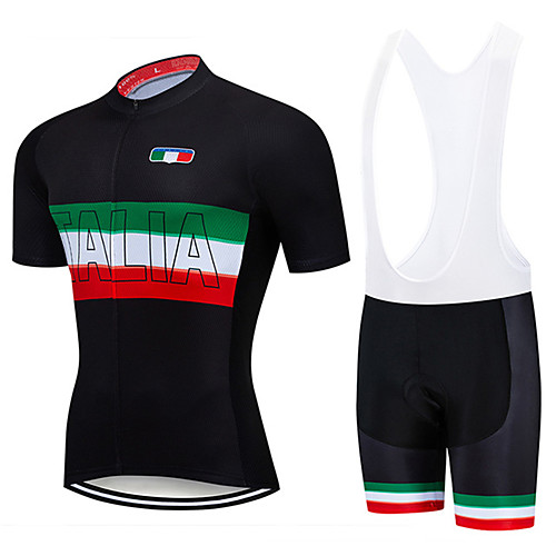 

21Grams Men's Short Sleeve Cycling Jersey with Bib Shorts Black / Yellow Red Sky Blue Italy Belgium Columbia Bike Clothing Suit UV Resistant Breathable 3D Pad Quick Dry Sweat-wicking Sports Italy