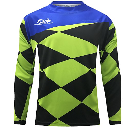 

CAWANFLY Men's Long Sleeve Cycling Jersey Downhill Jersey Dirt Bike Jersey Winter Polyester Black Plaid / Checkered Patchwork Novelty Bike Jersey Top Mountain Bike MTB Breathable Quick Dry / Expert