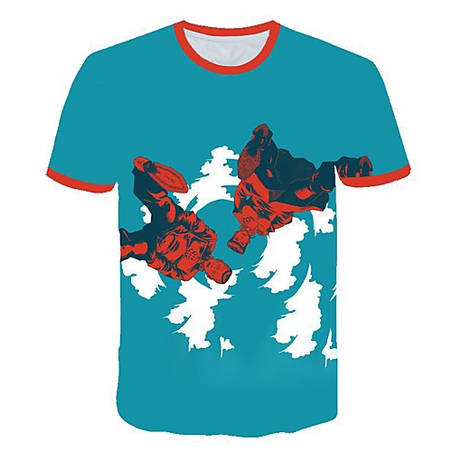 

Men's Daily Going out Basic / Street chic T-shirt - Geometric Print Blue