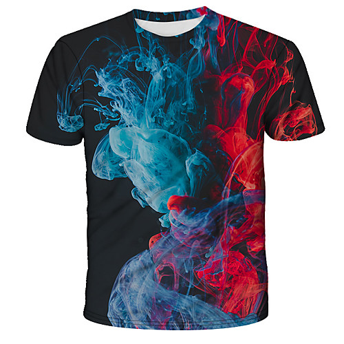 

Men's Daily Holiday Street chic / Exaggerated T-shirt - 3D / Tie Dye / Animal Wolf, Print Rainbow