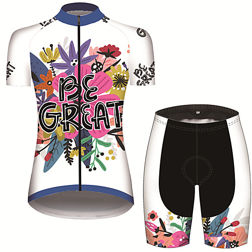 

21Grams Women's Short Sleeve Cycling Jersey with Shorts Blue / White Floral Botanical Bike Clothing Suit Breathable 3D Pad Quick Dry Ultraviolet Resistant Sweat-wicking Sports Floral Botanical