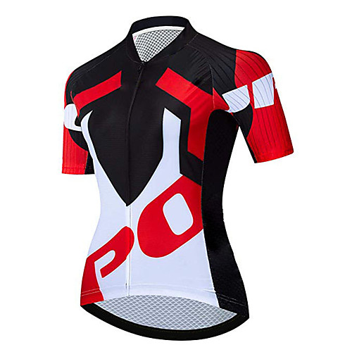 

21Grams Women's Short Sleeve Cycling Jersey 100% Polyester Black / Red Bike Jersey Top Mountain Bike MTB Road Bike Cycling UV Resistant Breathable Quick Dry Sports Clothing Apparel / Stretchy