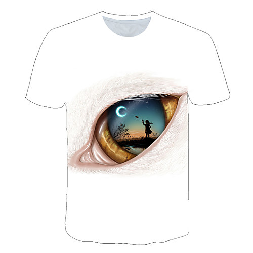 

Men's Daily Sports Street chic / Exaggerated T-shirt - 3D / Eye Print White