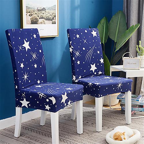 

2 Pack Stars Constellation Print Super Fit Stretch Chair Cover Stretch Removable Washable Dining Room Chair Protector Slipcovers Home Decor Dining Room Seat Cover