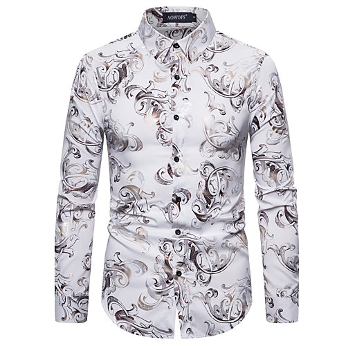 

Men's Party Basic Shirt - Floral Tropical Leaf, Print White
