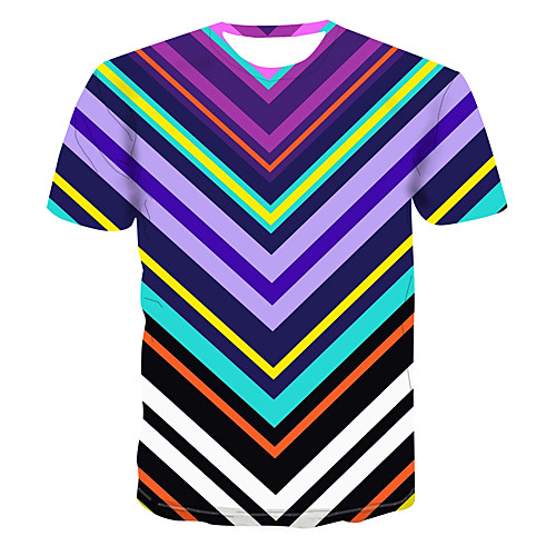

Men's Club Weekend Street chic / Punk & Gothic T-shirt - Striped / 3D / Graphic Print Rainbow