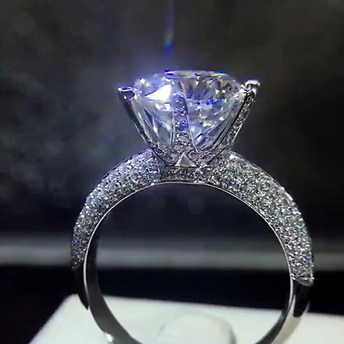 

Women's Ring Belle Ring AAA Cubic Zirconia 1pc White Copper Silver-Plated Irregular Statement Luxury Party Evening Gift Jewelry Geometrical Wearable