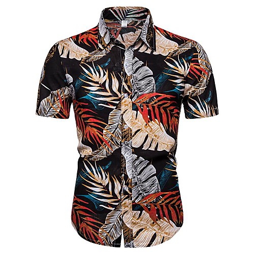 

Men's Daily Going out Basic / Exaggerated T-shirt - Floral / 3D Brown
