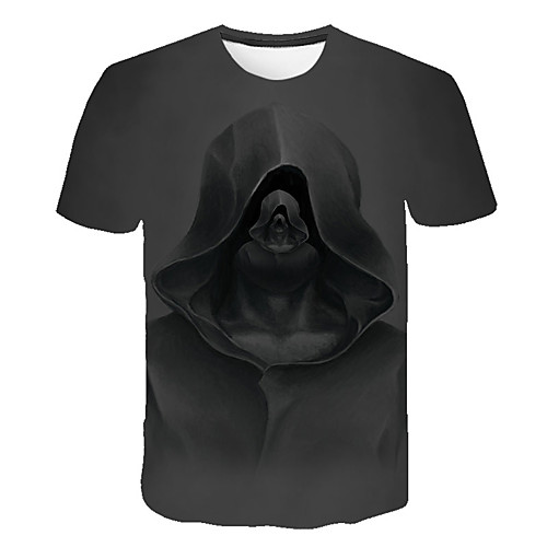 

Men's Daily Sports Street chic / Exaggerated T-shirt - 3D / Skull Print Black