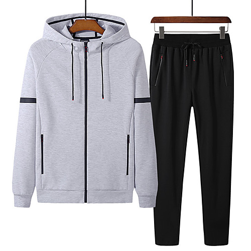 

Men's 2-Piece Full Zip Cotton Tracksuit Sweatsuit Jogging Suit 2pcs Winter Hooded Running Fitness Jogging Thermal / Warm Breathable Soft Sportswear Athletic Clothing Set Long Sleeve Activewear