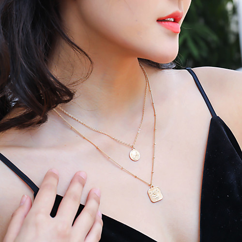 

Women's Pendant Necklace Necklace Layered Necklace Stacking Stackable Lucky Classic Vintage Trendy Fashion Chrome Gold 45 cm Necklace Jewelry 1pc For Anniversary Street Birthday Party Beach Festival