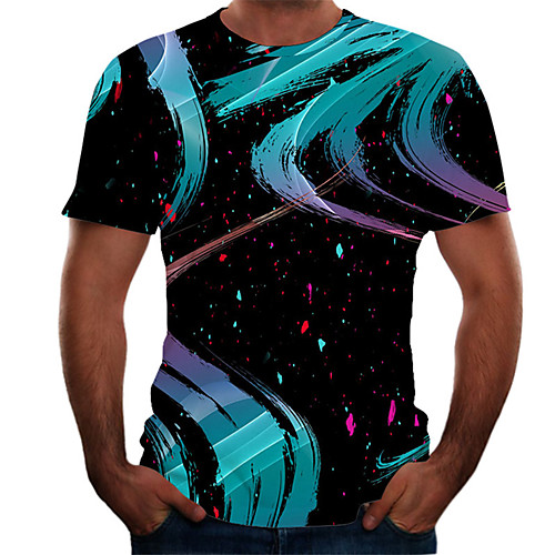 

Men's Daily Basic T-shirt - Color Block / 3D Print Black