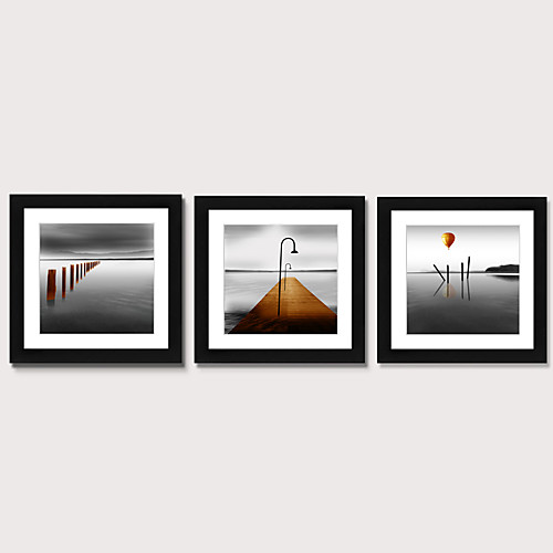 

Framed Art Print Framed Set 3 - Calm Sea Level Scenery PS Illustration Wall Art