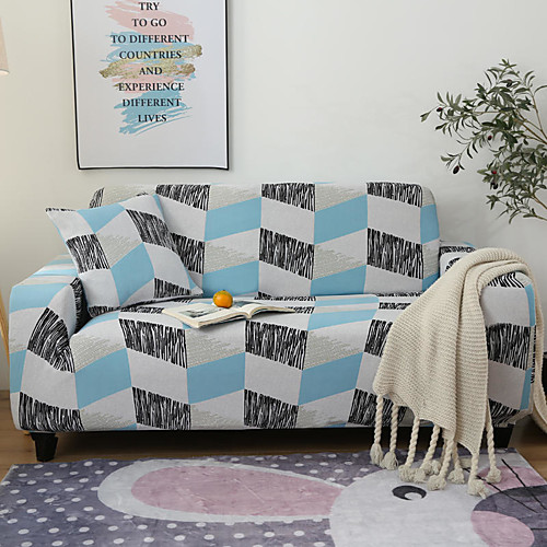 

Geometric Rhombus Print Dustproof All-powerful Slipcovers Stretch Sofa Cover Super Soft Fabric Couch Cover with One Free Pillow Case