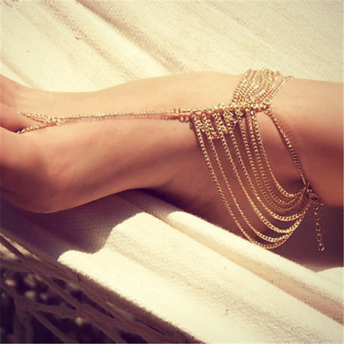 

Anklet Luxury Boho Fashion Women's Body Jewelry For Party Evening Beach Retro Alloy Gold 1 Piece