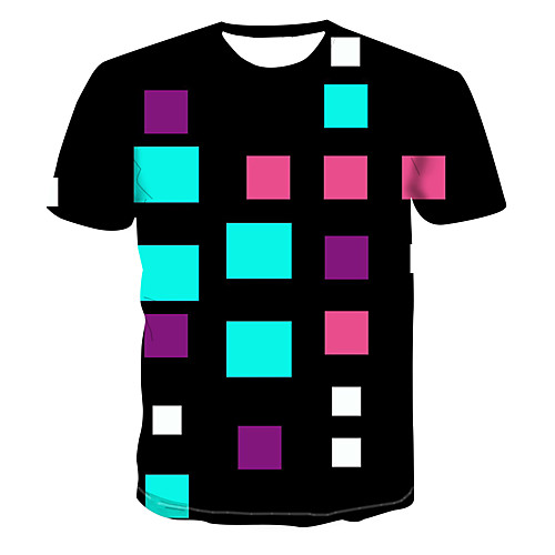 

Men's Club Weekend Street chic / Punk & Gothic T-shirt - Geometric / Color Block / 3D Print Black