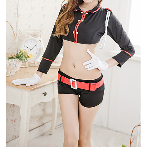 

Women's Layered / Ruffle Uniforms & Cheongsams / Suits Nightwear Solid Colored / Embroidered Black One-Size