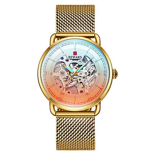 

Men's Mechanical Watch Automatic self-winding Stainless Steel 30 m Water Resistant / Waterproof Noctilucent Day Date Analog Fashion Cool - Gold Blue Silver One Year Battery Life