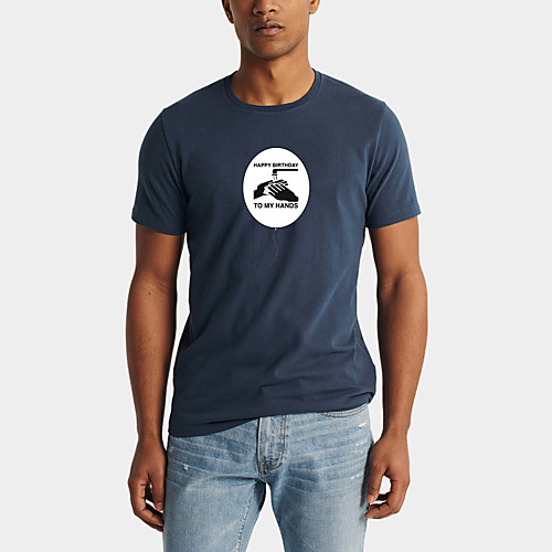 

Men's Daily Sports Business / Basic T-shirt - Solid Colored / Letter Black & White, Print Black