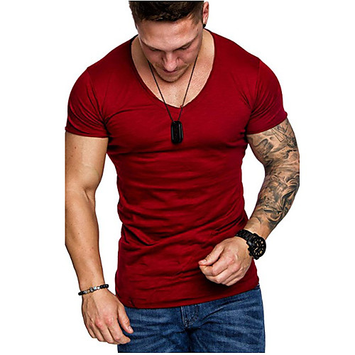 

Men's Daily Sports Basic / Street chic T-shirt - Solid Colored Army Green