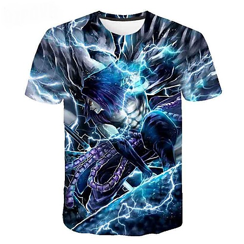 

Men's Daily Sports Basic / Exaggerated T-shirt - Color Block / 3D / Cartoon Print Rainbow