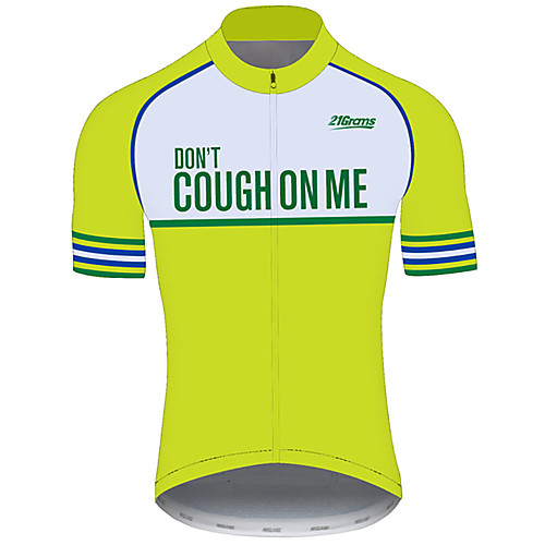 

21Grams Men's Short Sleeve Cycling Jersey Green Novelty Bike Jersey Top Mountain Bike MTB Road Bike Cycling UV Resistant Breathable Quick Dry Sports Clothing Apparel / Stretchy / Race Fit