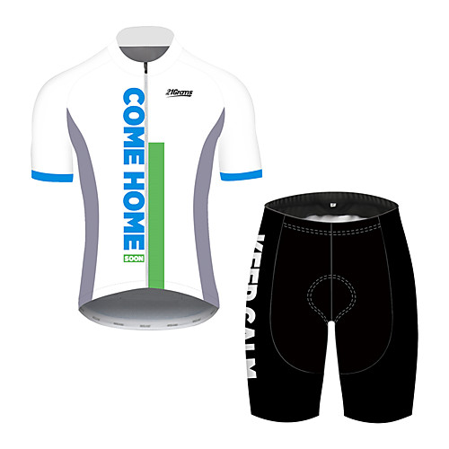 

21Grams Men's Short Sleeve Cycling Jersey with Shorts Black / White Patchwork Bike Clothing Suit UV Resistant Breathable 3D Pad Quick Dry Sweat-wicking Sports Patchwork Mountain Bike MTB Road Bike