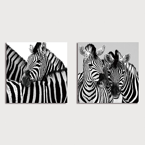 

Print Canvas Painting Black-White Zebras set of 2 pcs Modern Art Prints Stretched