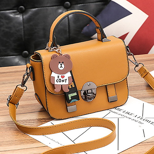 

Women's Zipper PU Top Handle Bag Solid Color Yellow / Red / Black
