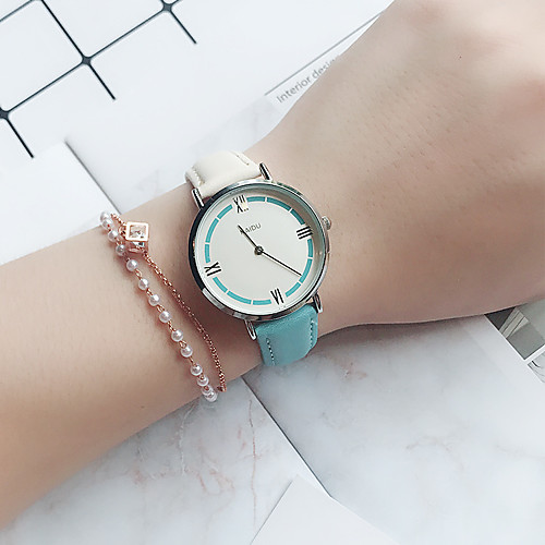 

Women's Quartz Watches New Arrival Fashion White Blue Pink PU Leather Chinese Quartz WhiteBlue WhitePink Blushing Pink Chronograph Cute New Design 1 pc Analog One Year Battery Life