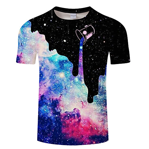 

Men's Daily Going out Exaggerated T-shirt - Galaxy / 3D Print Rainbow