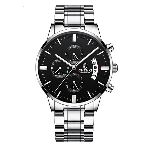 

Men's Dress Watch Quartz Stainless Steel Black / Silver 30 m Water Resistant / Waterproof Calendar / date / day Chronograph Analog Casual Fashion - Black Black / Silver Blue One Year Battery Life