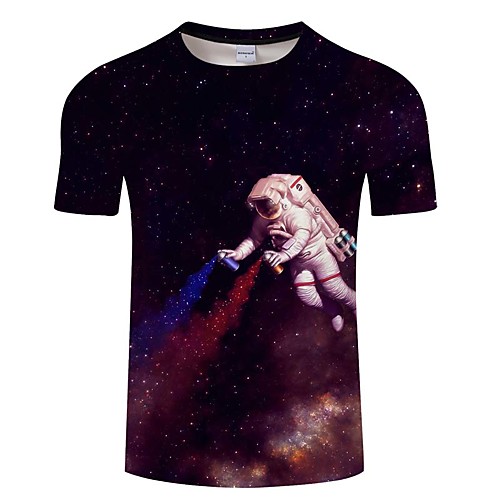 

Men's Daily Going out Basic T-shirt - Geometric / 3D / Portrait Print Royal Blue
