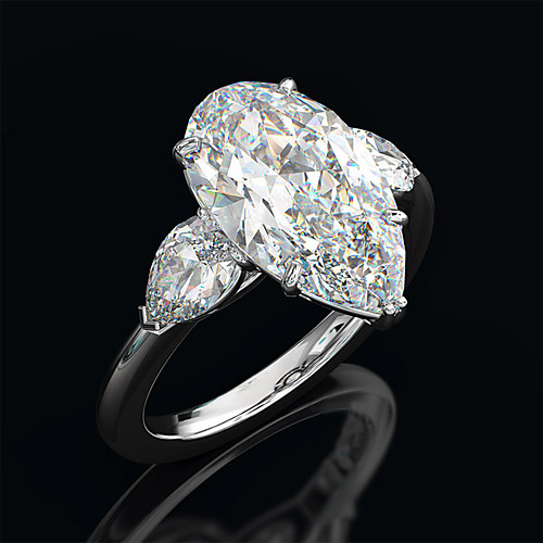 

Women's Ring Belle Ring AAA Cubic Zirconia 1pc White Copper Silver-Plated Irregular Statement Luxury Party Evening Gift Jewelry Briolette Wearable