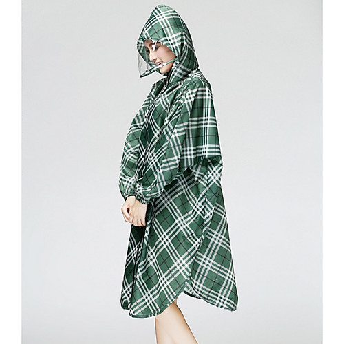 

Women's Daily Fall & Winter Long Coat, Plaid Hooded Long Sleeve Polyester Green / Navy Blue