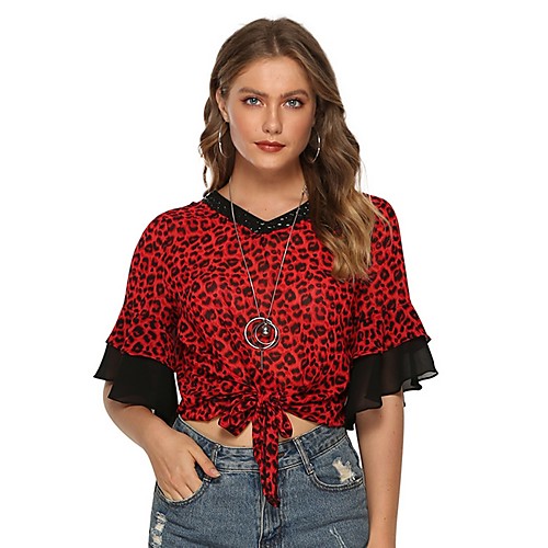 

Women's Daily T-shirt - Leopard Red