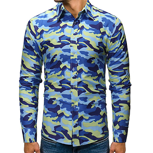 

Men's Daily Work Basic / Military Shirt - Camo / Camouflage Blue