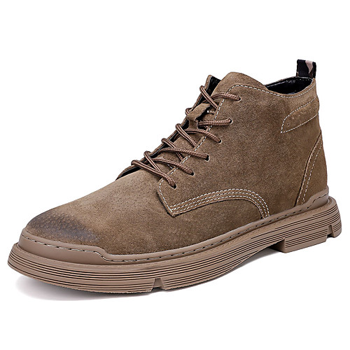

Men's Pigskin Fall / Spring & Summer Sporty / Casual Boots Walking Shoes Non-slipping Mid-Calf Boots Khaki / Black / Beige