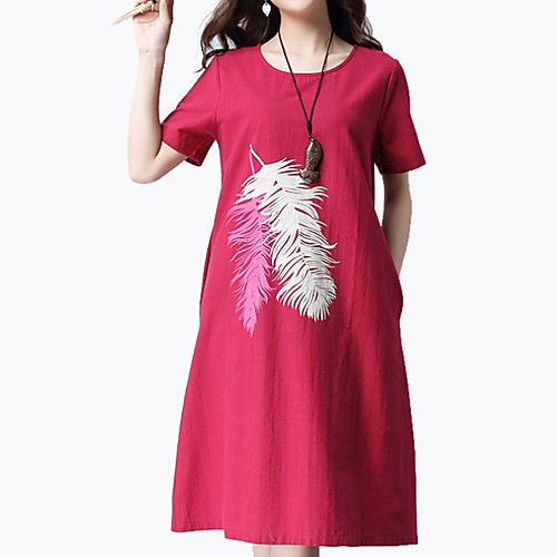 

Women's Red Blue Dress A Line Print M L