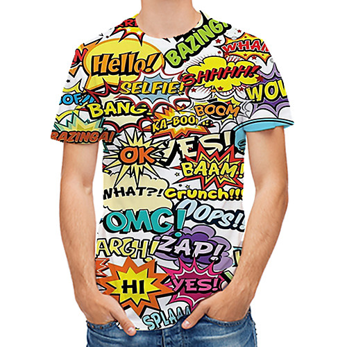 

Men's T-shirt - Graphic / Letter Print Round Neck Rainbow